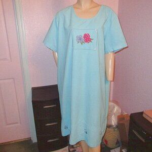 Vtg Jane Ashley Gauze Midi Dress Size 3X Embroidered Sequins Short Sleeves 90s